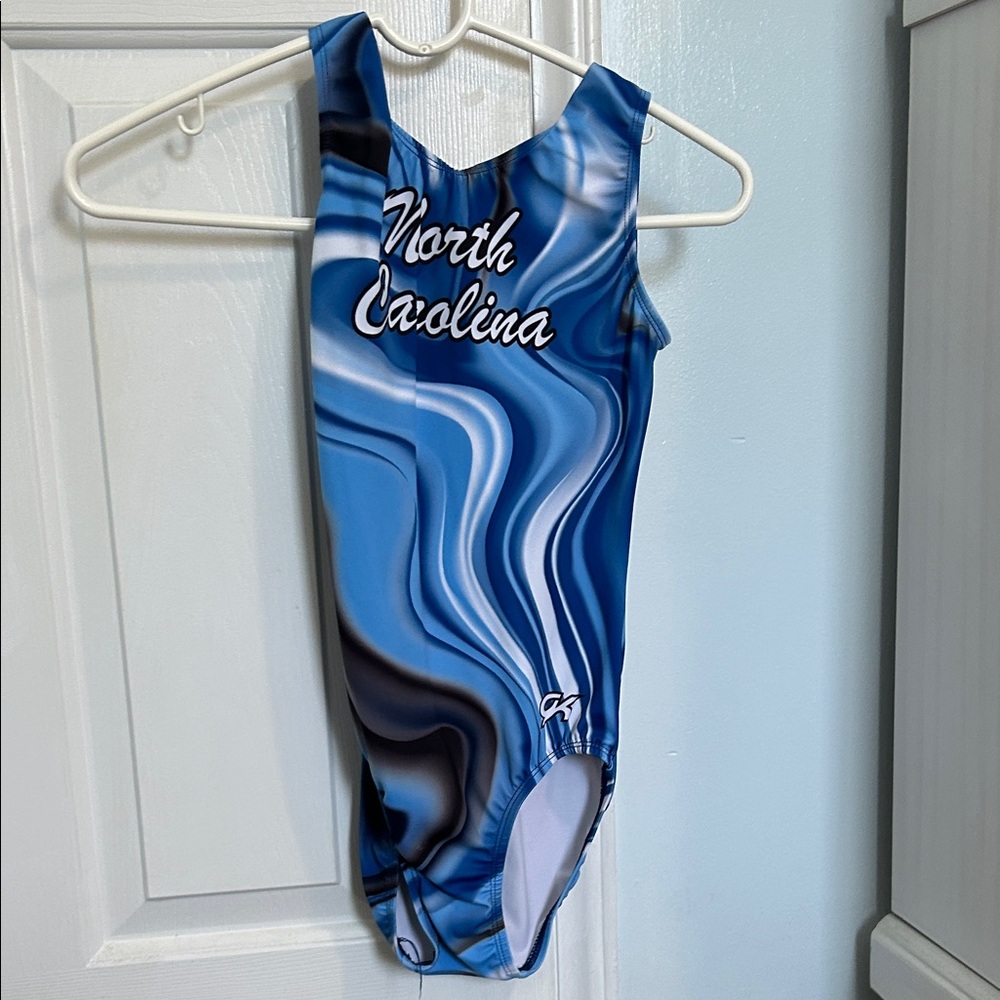 GK Blue and Black Swirl Kids Leotard